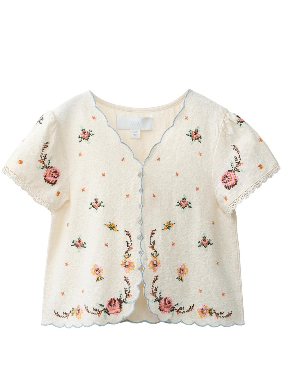Zara Cream Retail Hang Tag with Pricing and Size Details